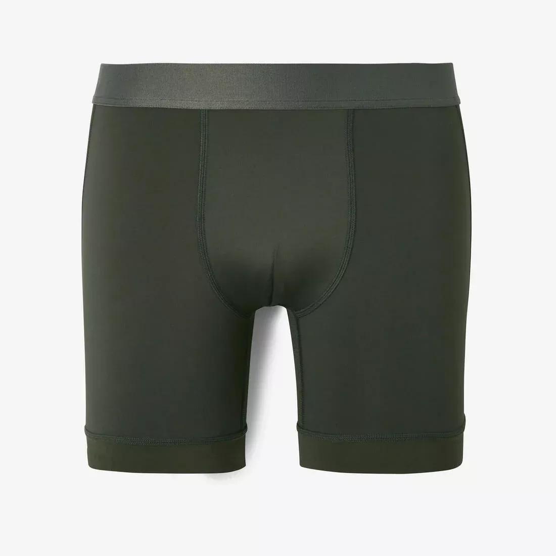 BLACK MEN'S SEMI-LONG BREATHABLE RUNNING BOXERS, , large image number 0