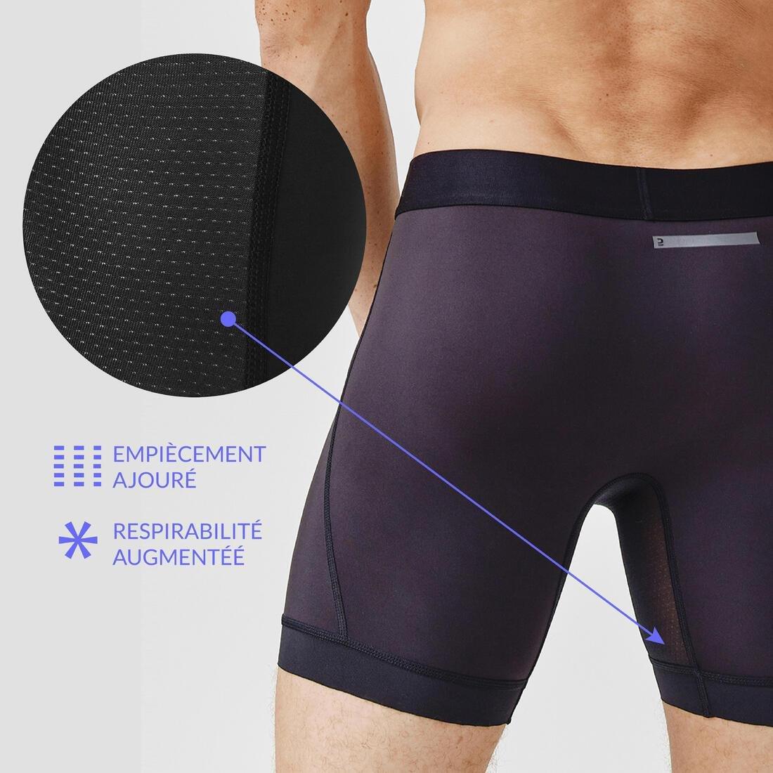 BLACK MEN'S SEMI-LONG BREATHABLE RUNNING BOXERS, , large image number 1