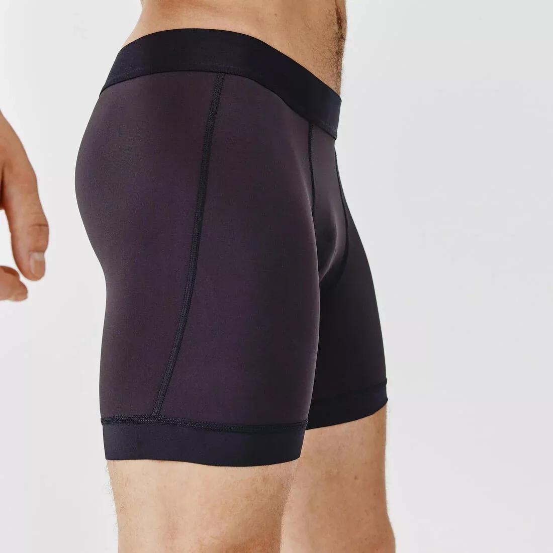BLACK MEN'S SEMI-LONG BREATHABLE RUNNING BOXERS, , large image number 2