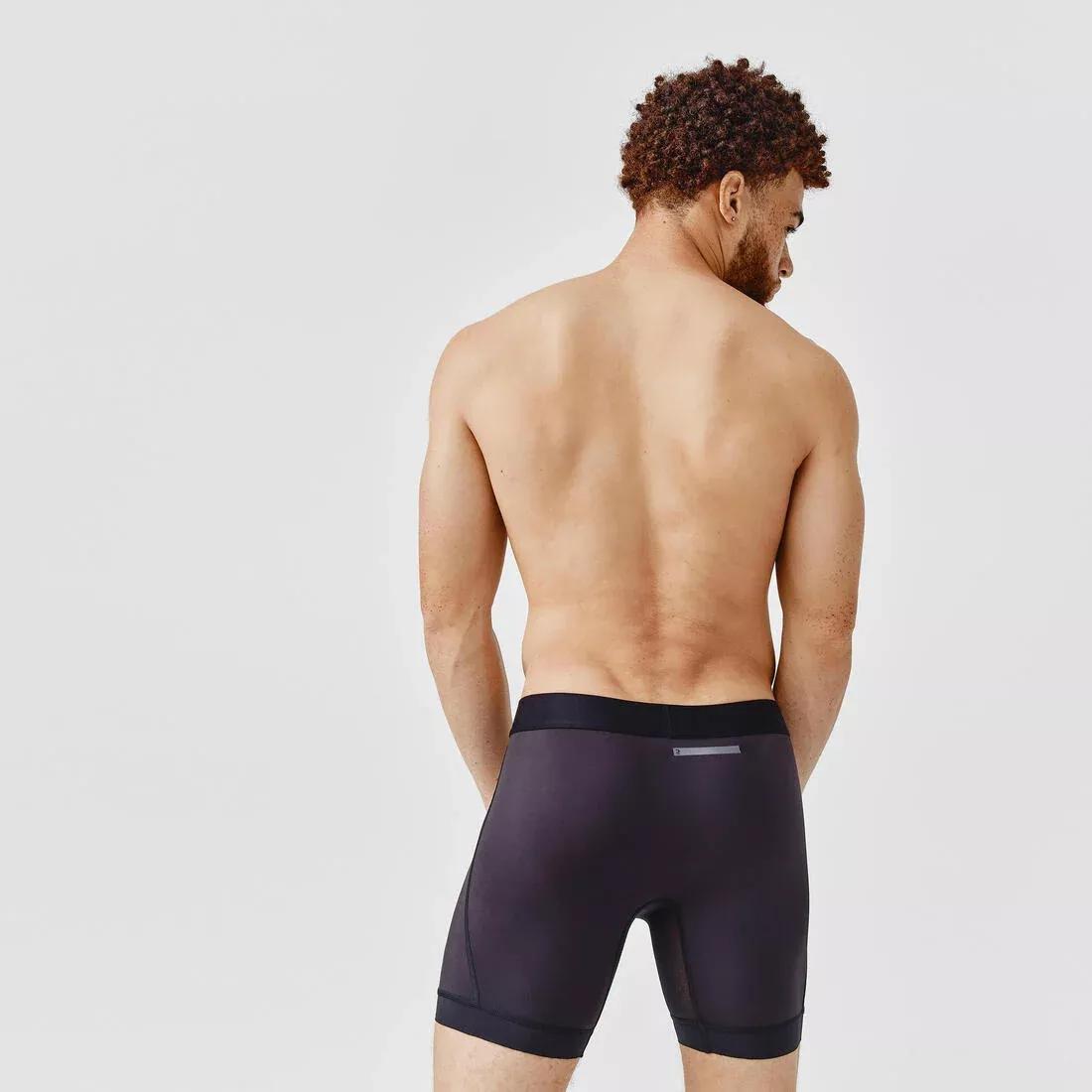 BLACK MEN'S SEMI-LONG BREATHABLE RUNNING BOXERS, , large image number 3
