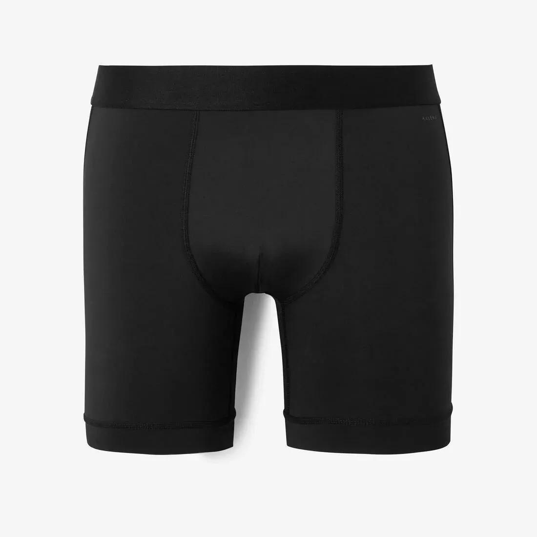 BLACK MEN'S SEMI-LONG BREATHABLE RUNNING BOXERS, , large image number 6