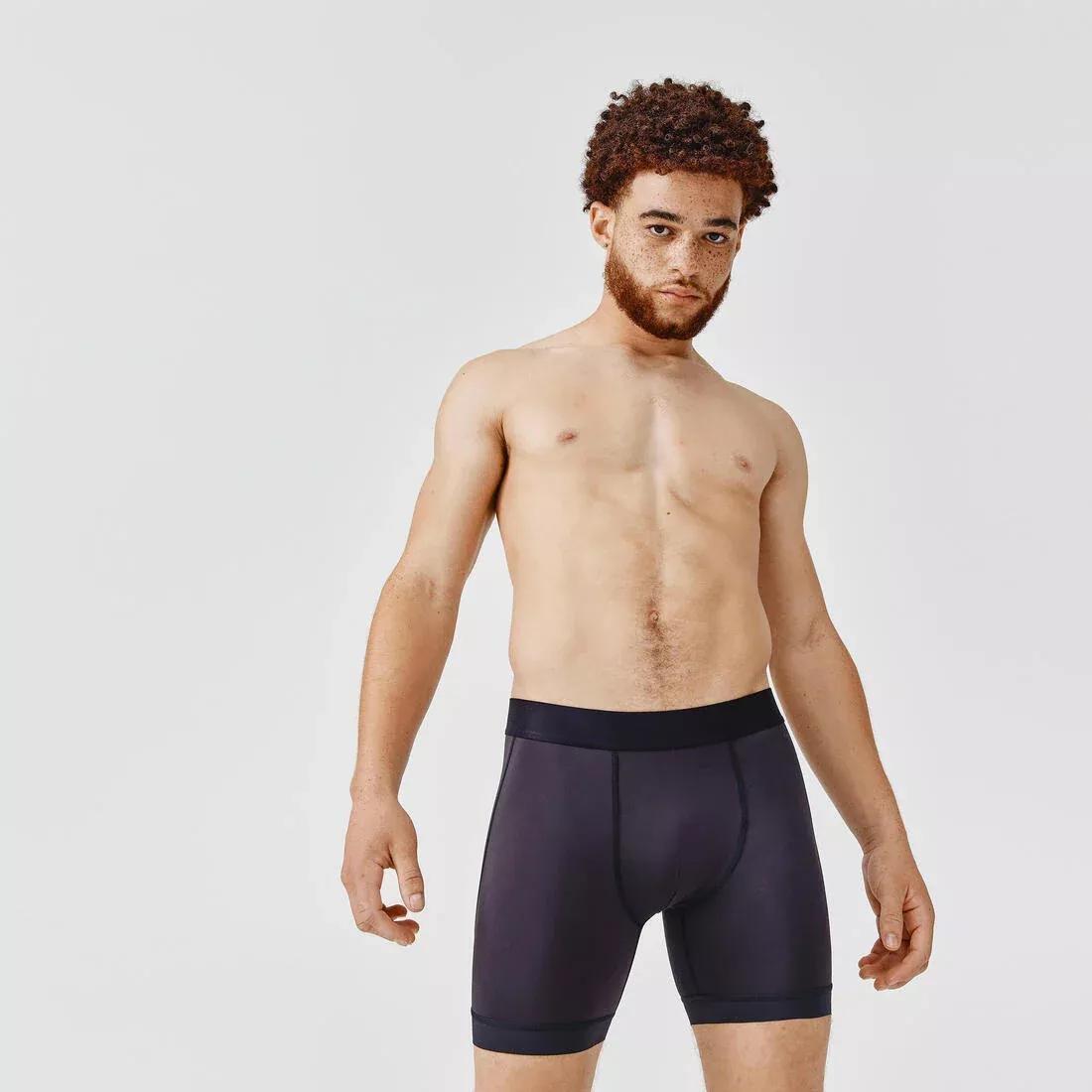 BLACK MEN'S SEMI-LONG BREATHABLE RUNNING BOXERS, , large image number 7