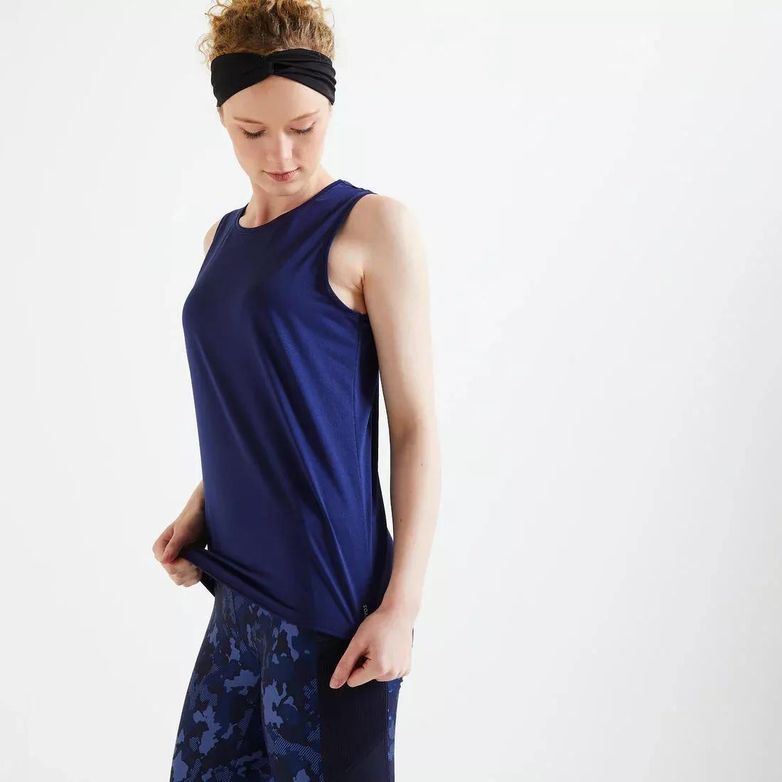 DOMYOS - Straight CtFitness Tank Top, Galaxy Blue