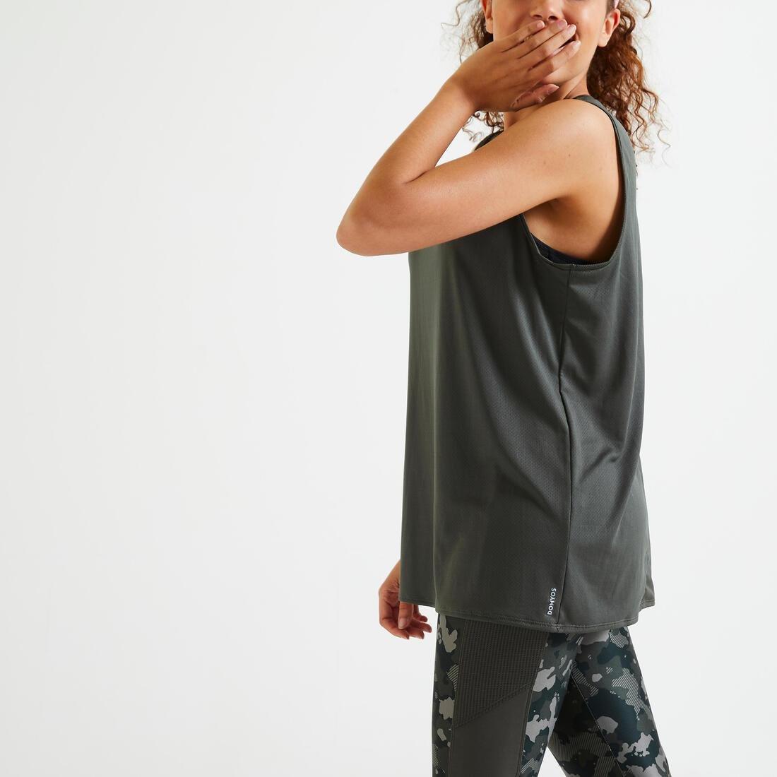 Straight-Cut Fitness Tank Top, Black, No Color, large image number 10