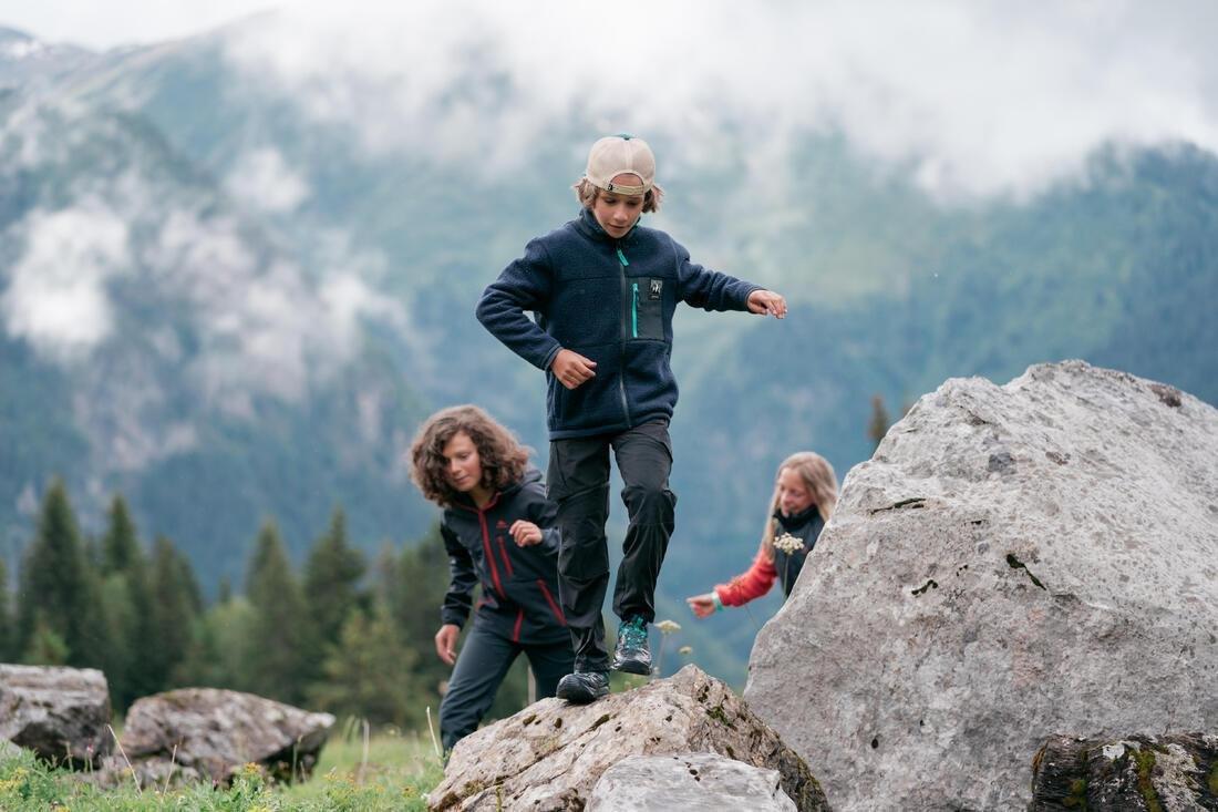 NAVY BLUE Kids' warm fleece Sherpa jacket NH900 Zip - 7-15 years - Camo, No Color, medium