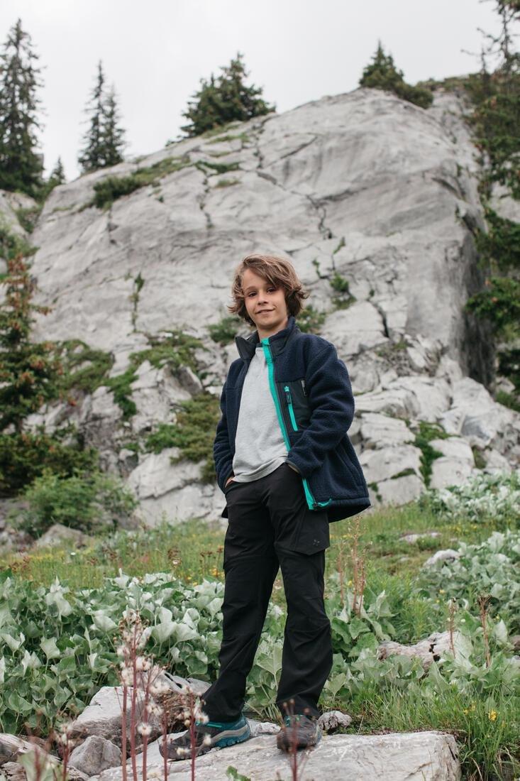 NAVY BLUE Kids' warm fleece Sherpa jacket NH900 Zip - 7-15 years - Camo, No Color, medium