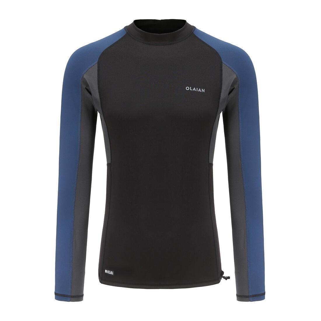 Men Surfing Anti-Uv Long-Sleeved T-Shirt Top 500, Black, No Color, medium