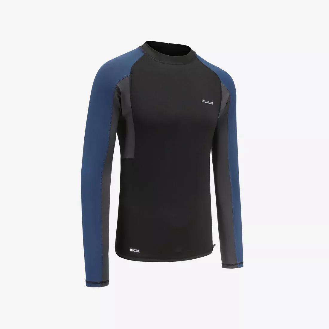 Men Surfing Anti-Uv Long-Sleeved T-Shirt Top 500, Black, No Color, medium
