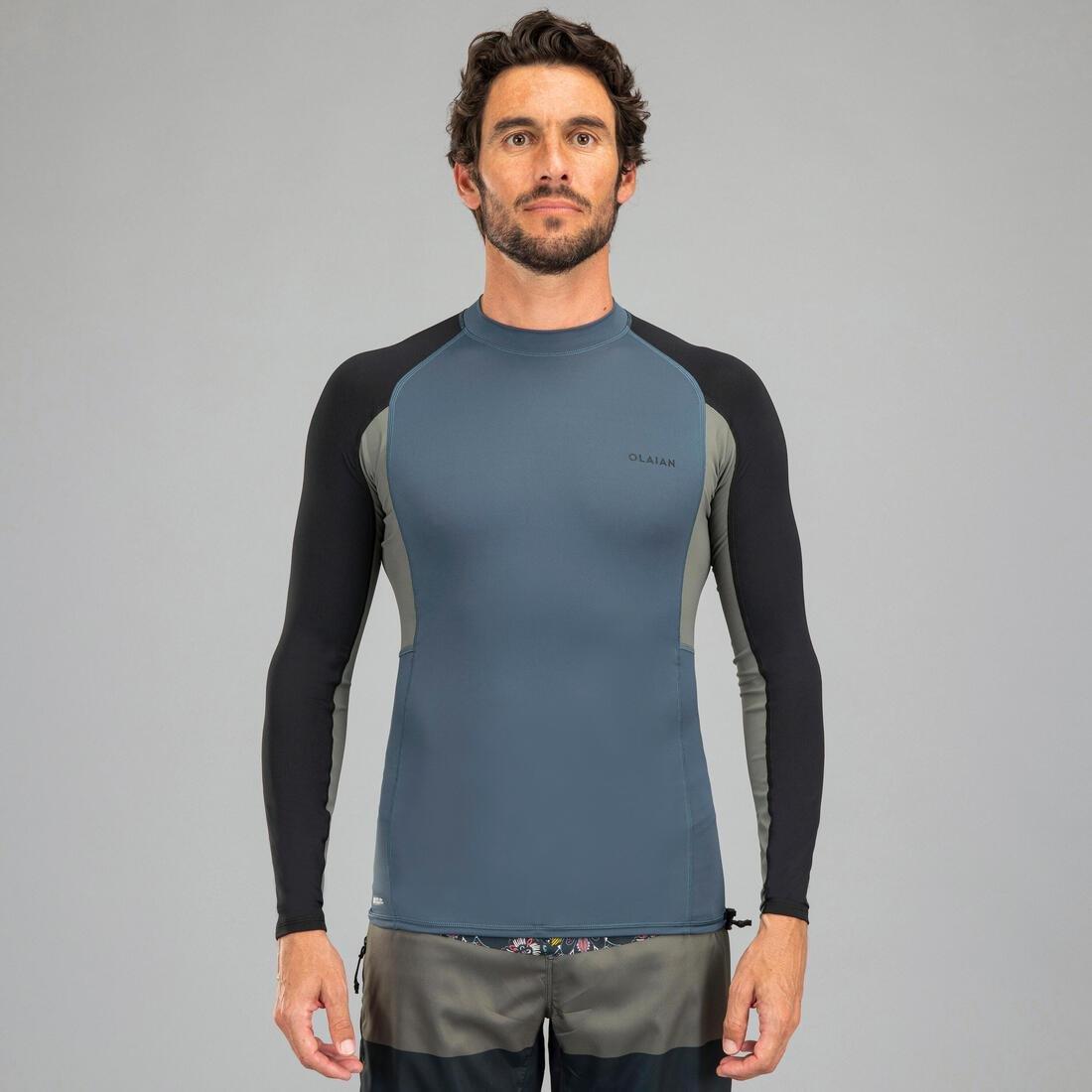 OLAIAN - Men Surfing Anti-Uv Long-Sleeved T-Shirt Top 500, Black