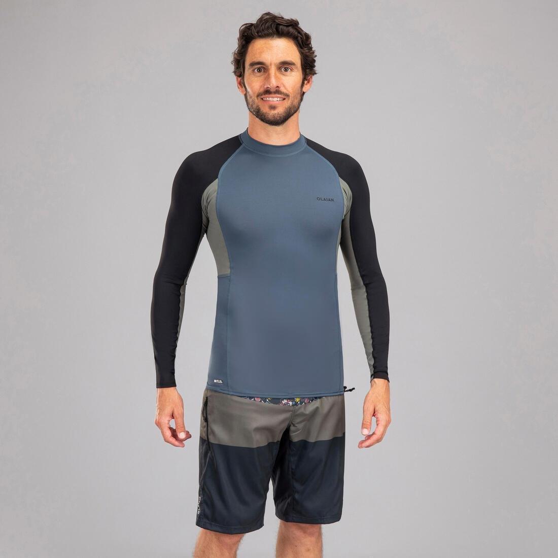 Men Surfing Anti-Uv Long-Sleeved T-Shirt Top 500, Black, No Color, medium