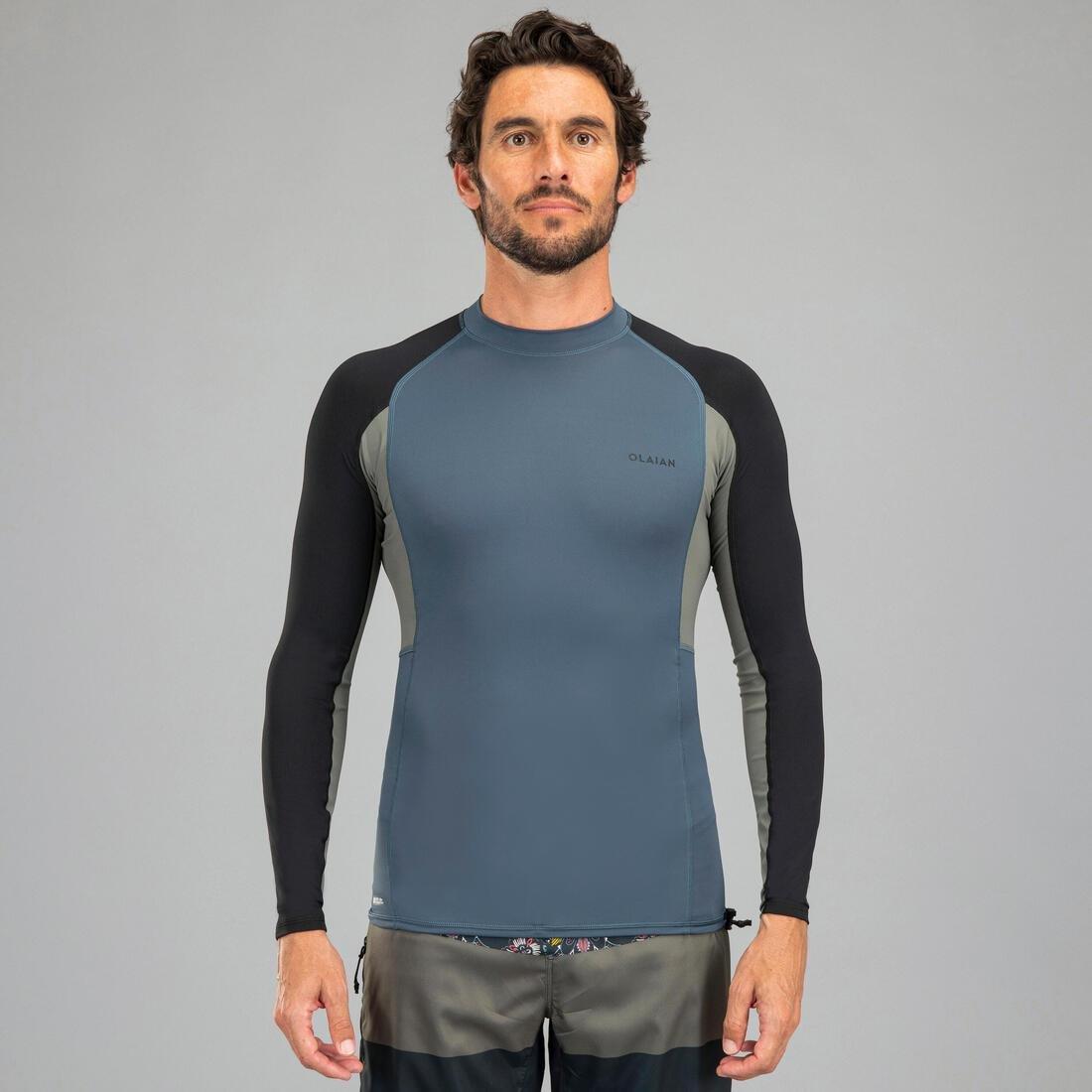 Men Surfing Anti-Uv Long-Sleeved T-Shirt Top 500, Black, No Color, medium