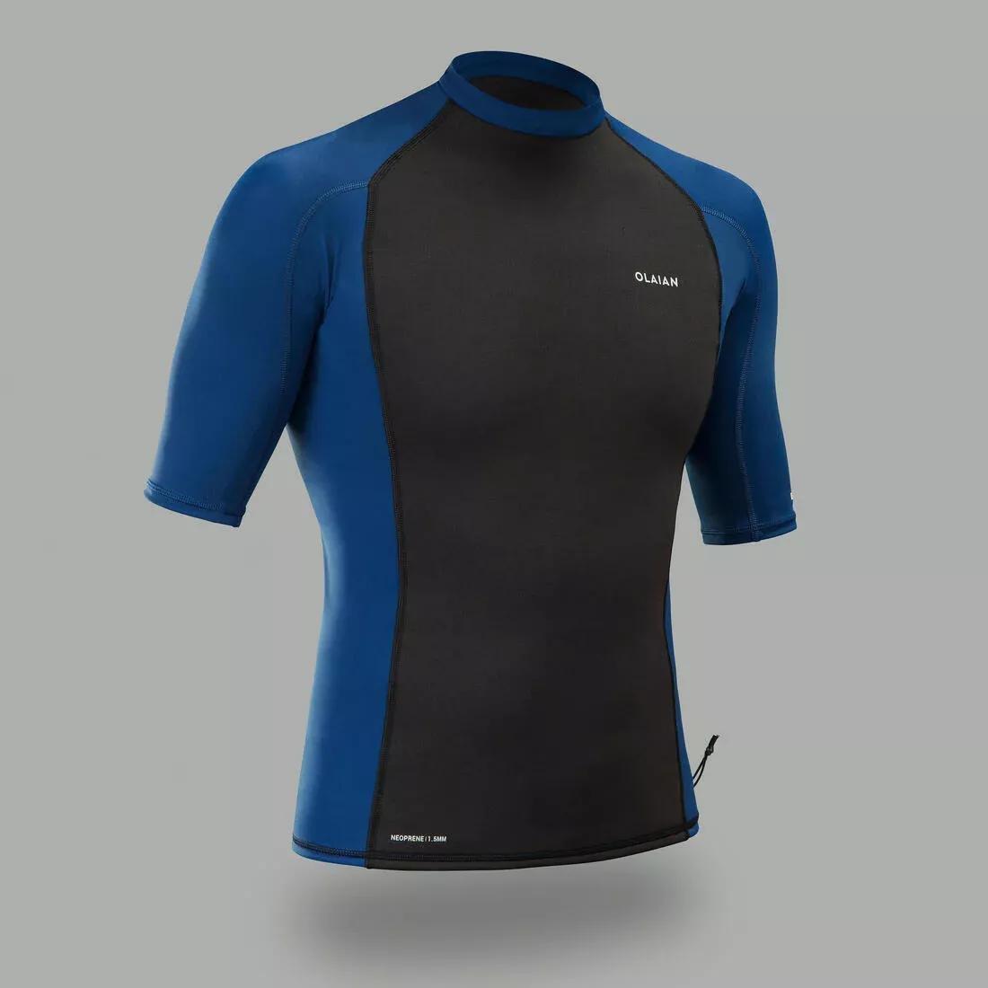 TURQUIN BLUE Men's surfing short-sleeved neoprene thermal anti-UV T-shirt top., No Color, medium
