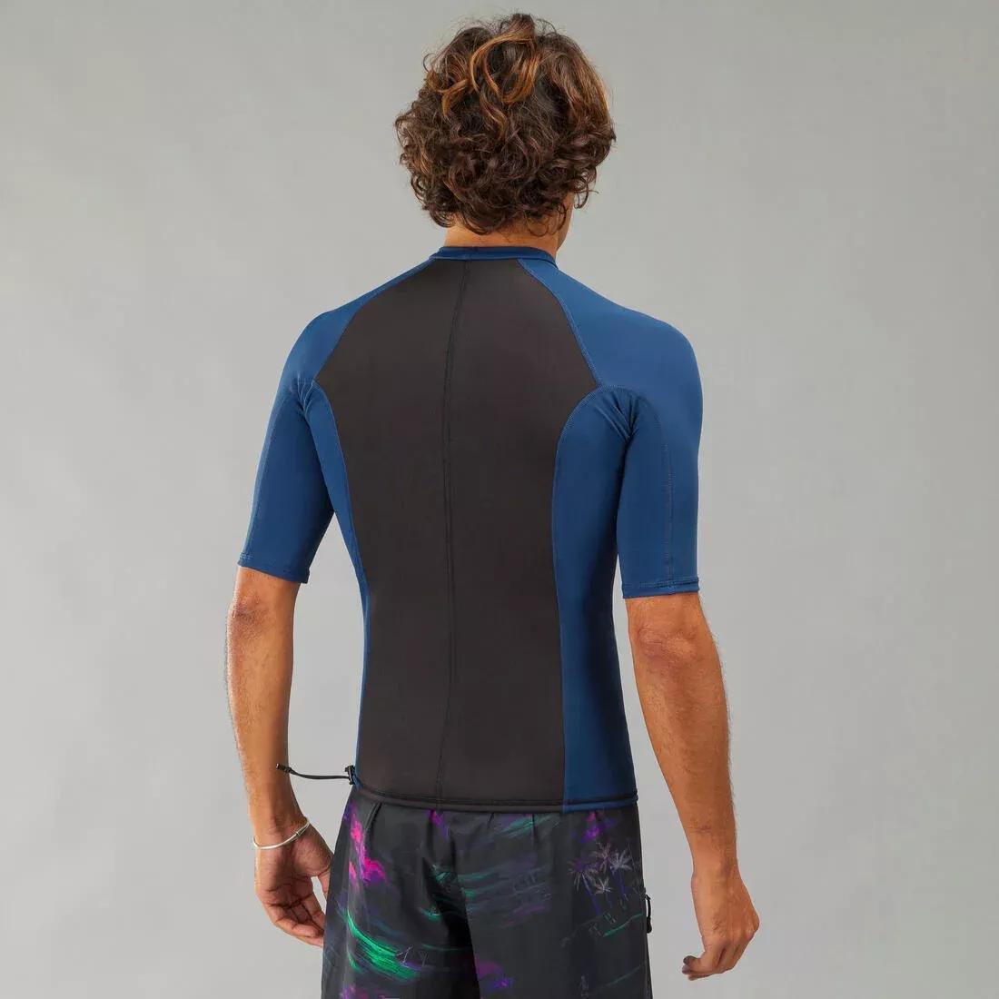 TURQUIN BLUE Men's surfing short-sleeved neoprene thermal anti-UV T-shirt top., No Color, medium