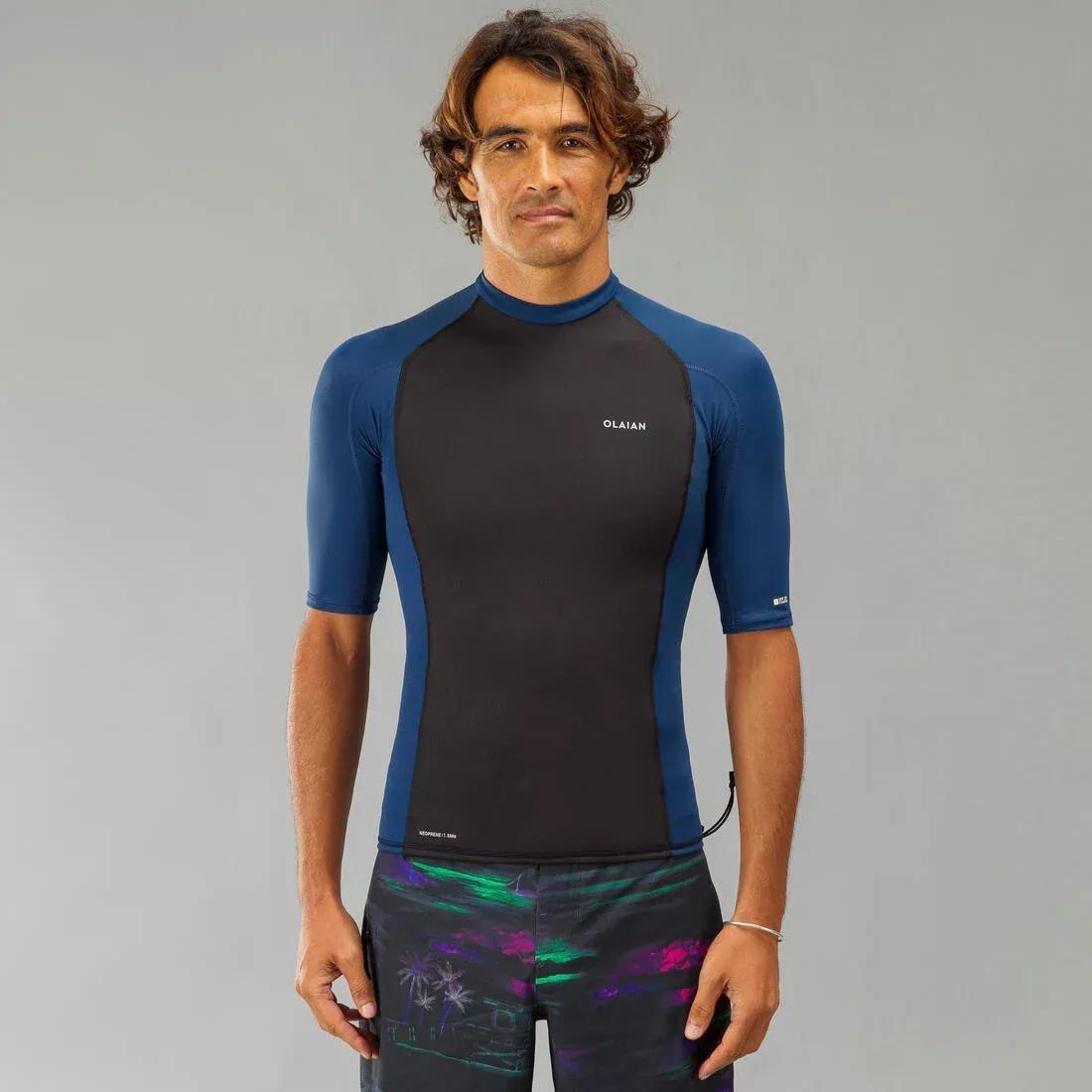TURQUIN BLUE Men's surfing short-sleeved neoprene thermal anti-UV T-shirt top., , large image number 6