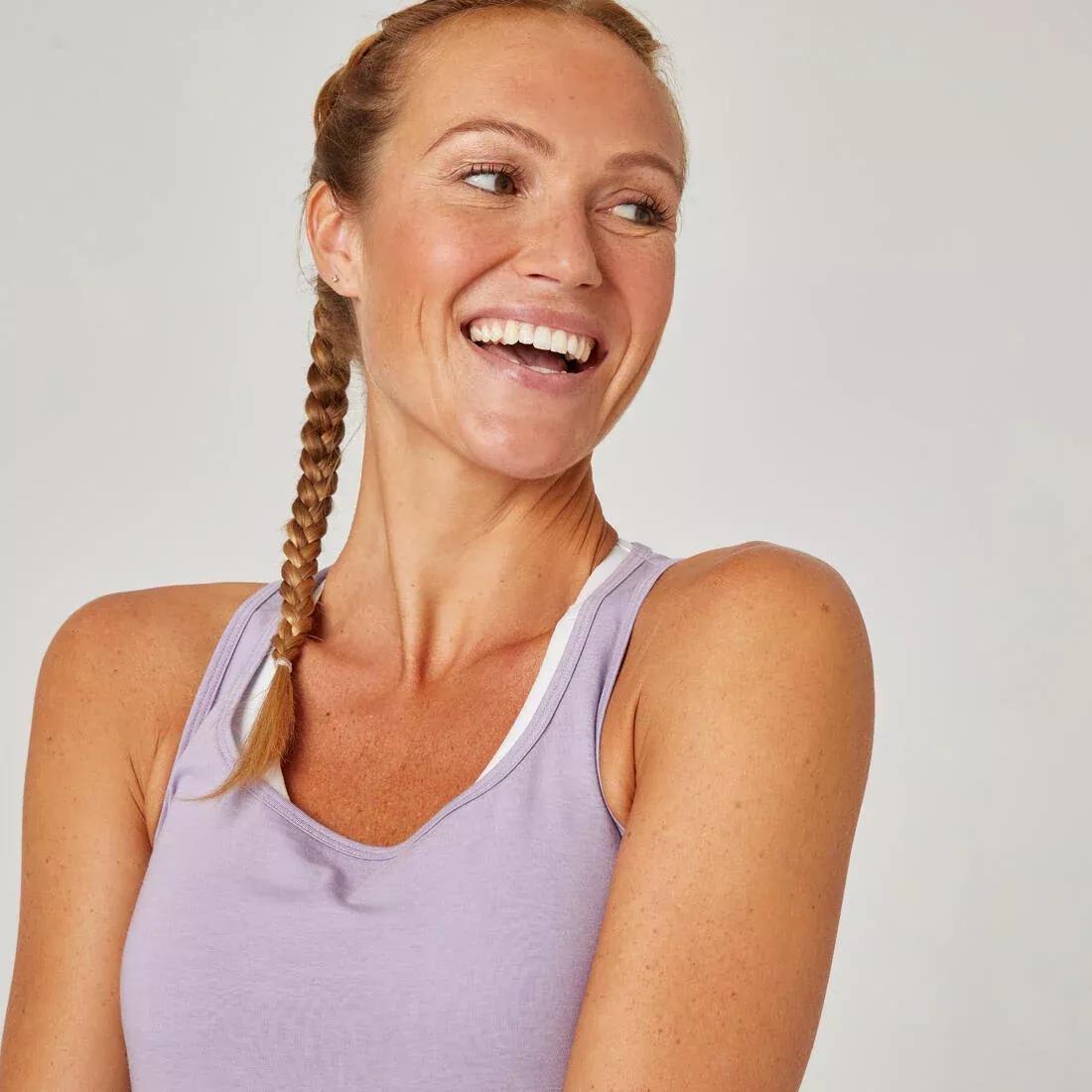 Women Slim-Fit Fitness Crew-Neck Tank Top - 500, Purple, , large image number 5