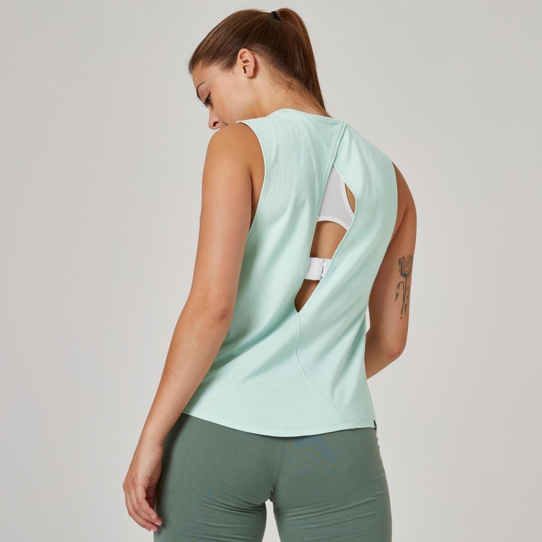 Women Fitness Loose-Fit Tank Top 500, Green, , large image number 1