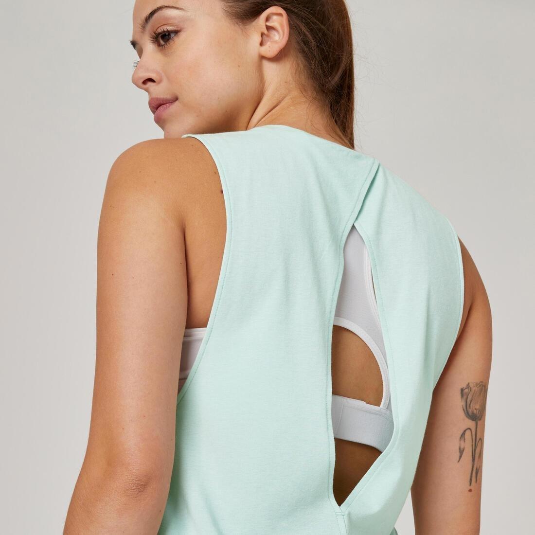 Women Fitness Loose-Fit Tank Top 500, Green, , large image number 4
