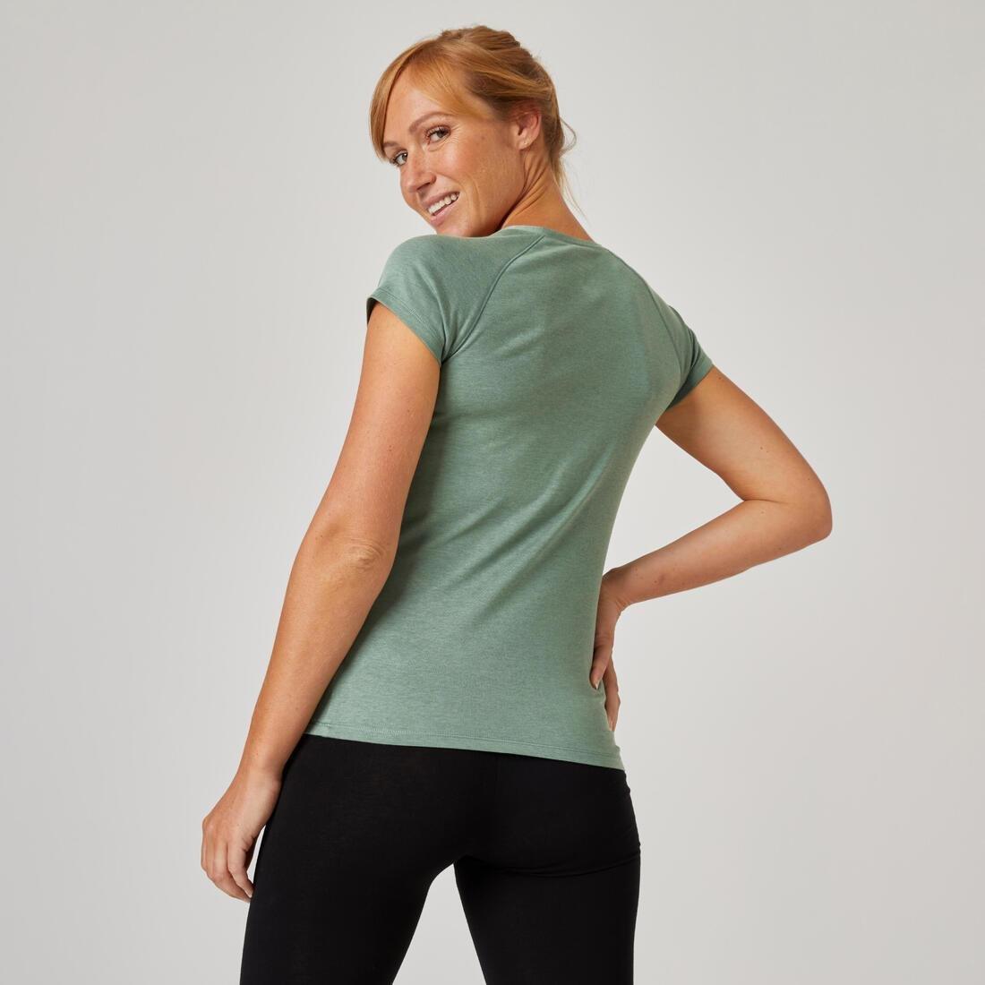 Women Fitness Slim-Fit T-Shirt - 500, Green, No Color, large image number 2