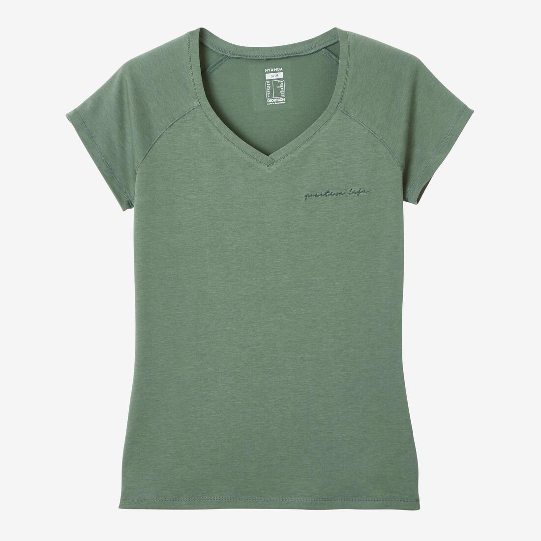 DOMYOS - Women Fitness Slim-Fit T-Shirt 500, Green