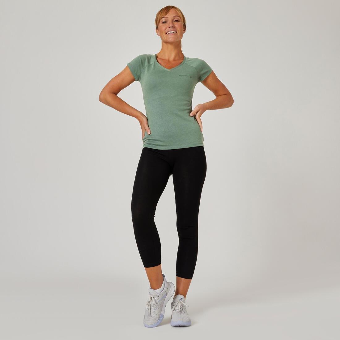 Women Fitness Slim-Fit T-Shirt - 500, Green, No Color, large image number 8