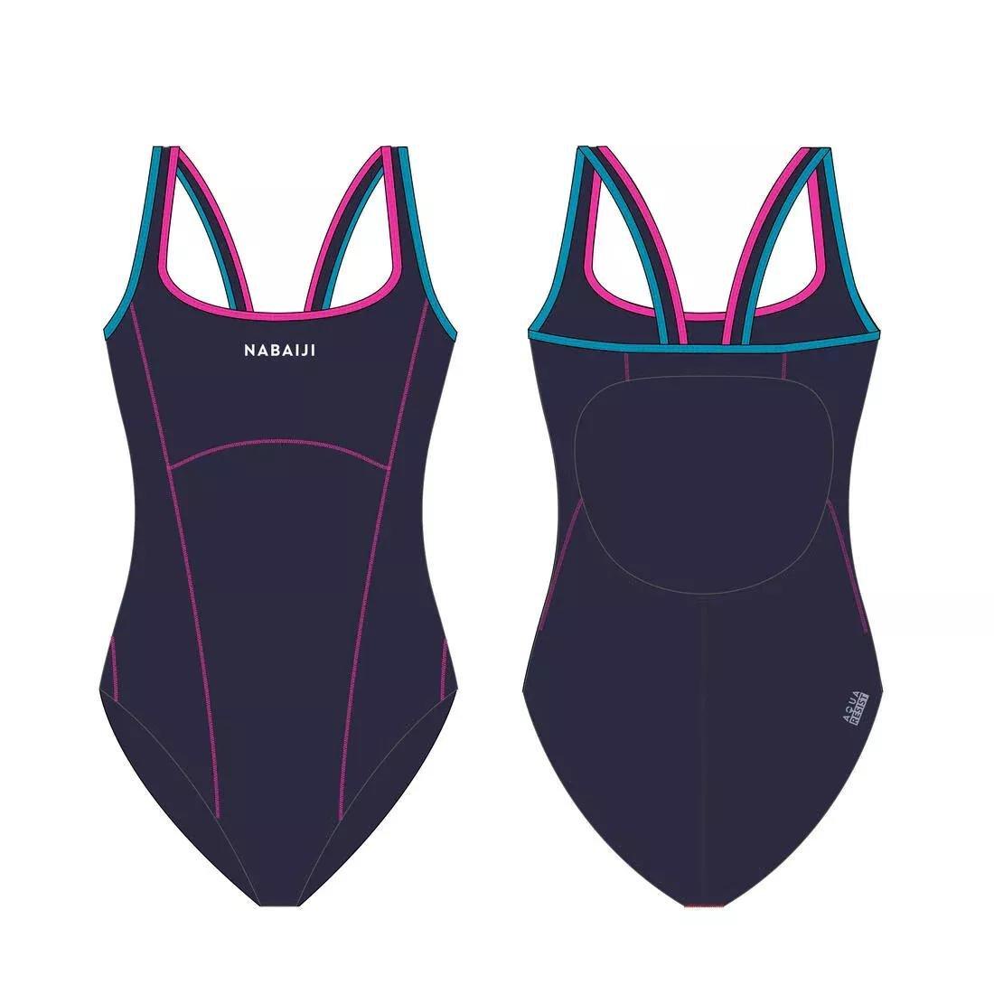 Kids Girls Kamyie + 500 One-Piece Swimsuit, Navy, , large image number 6