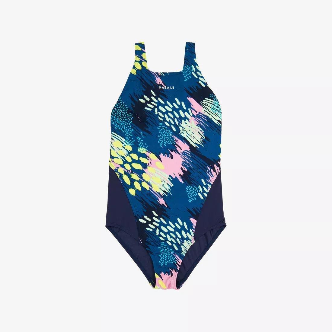 Kids Girls Kamiye 500 Print Swimsuit - Pot, Navy, No Color, large image number 4