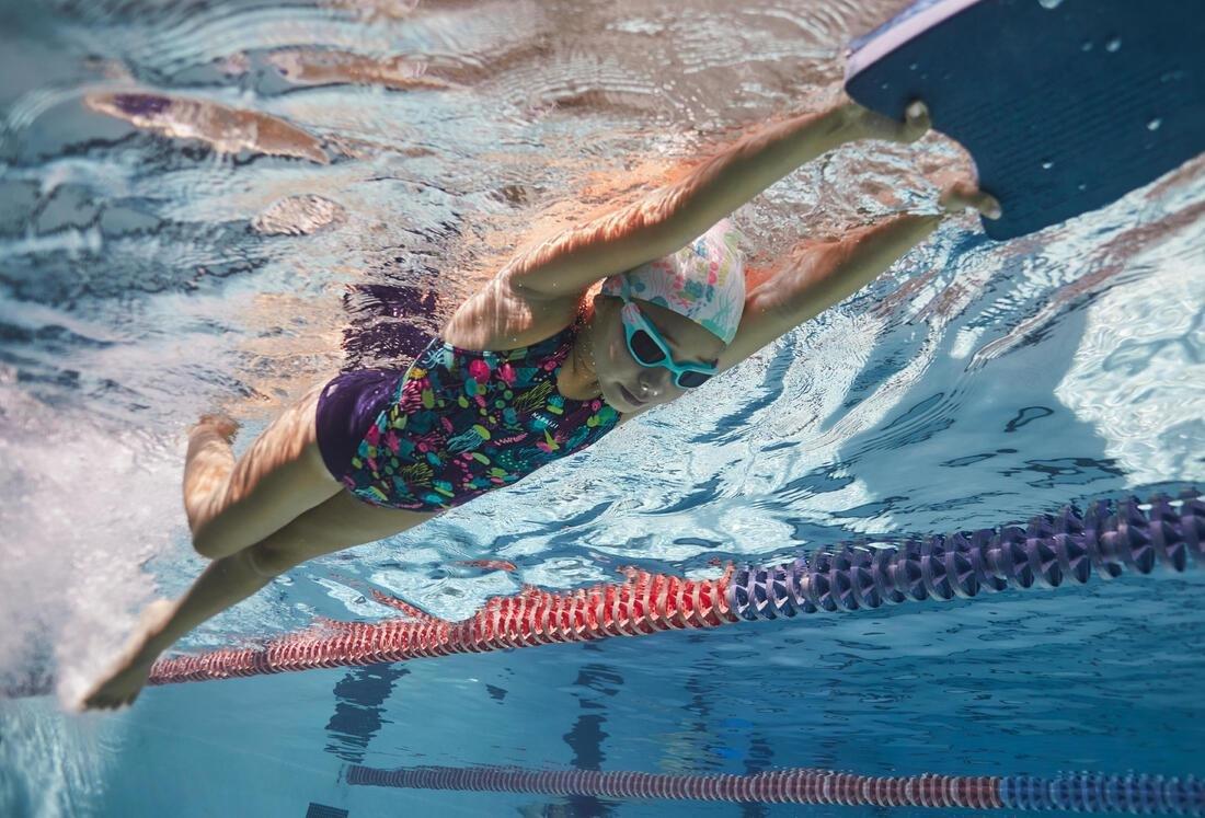 Kids Girls Kamiye 500 Print Swimsuit - Pot, Navy, No Color, large image number 10