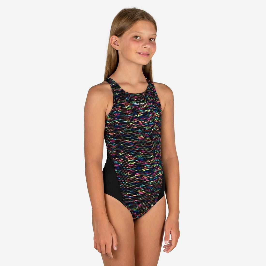 Kids Girls Kamiye 500 Print Swimsuit - Pot, Navy, , large image number 11