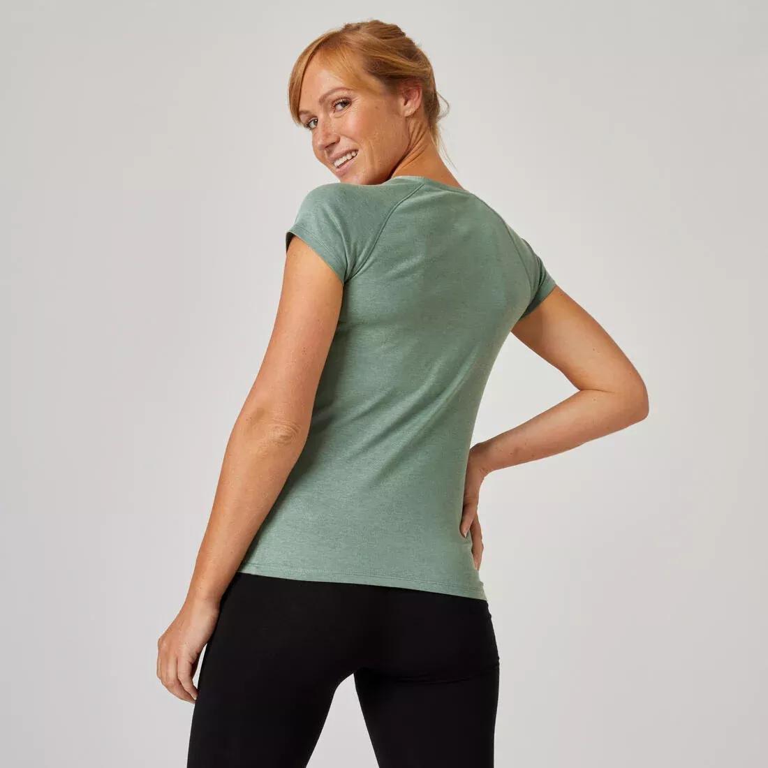 Women Fitness Slim-Fit T-Shirt 500, White, , large image number 5