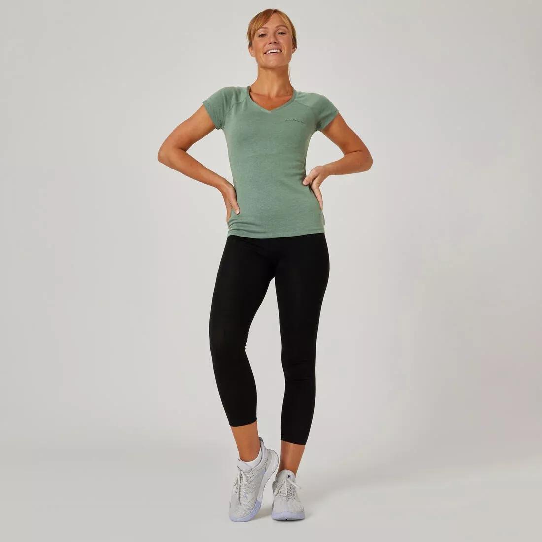 Women Fitness Slim-Fit T-Shirt 500, White, , large image number 6
