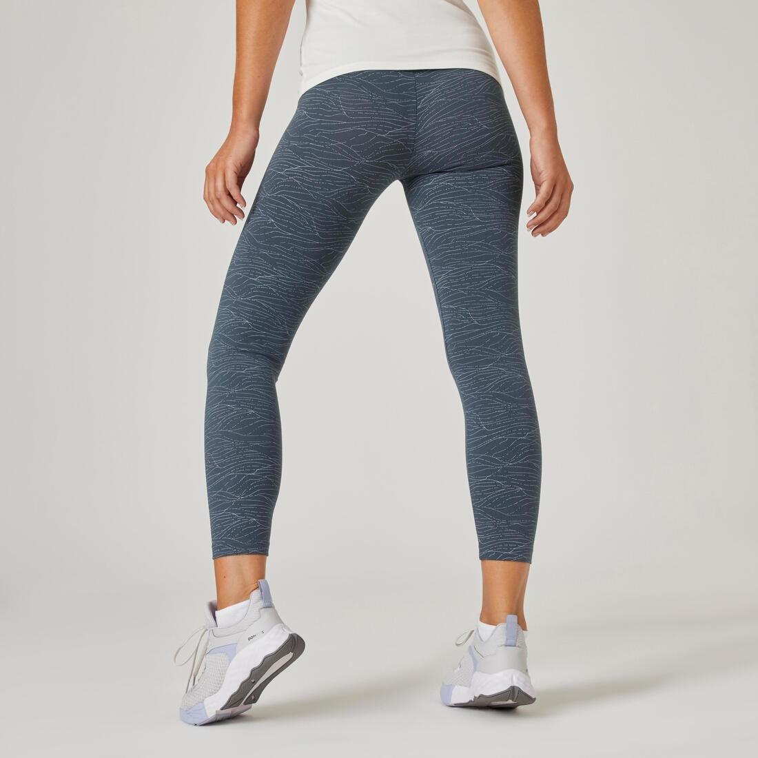 Women Fitness 7/8 Leggings Fit+ 500 Print, Blue, , large image number 2