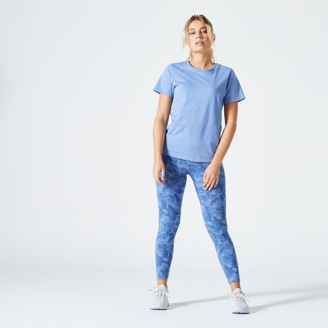 Women Fitness 7/8 Leggings Fit+ 500 Print, Blue, , large image number 10