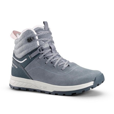 QUECHUA - Kids Warm Waterproof Hiking Boots Sh100 Warm Leather Laces , Grey