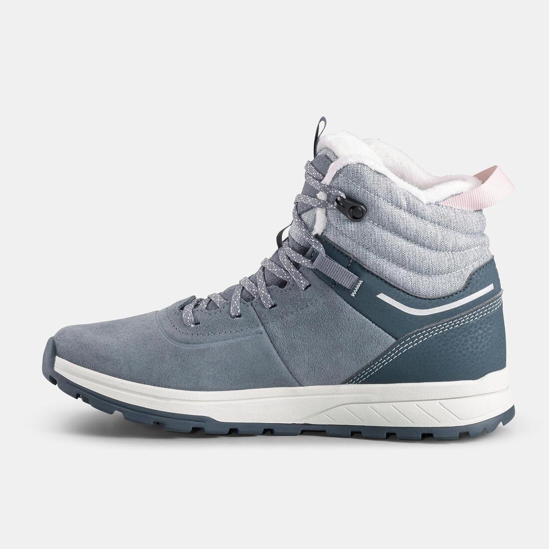 Kids Warm Waterproof Hiking Boots Sh100 Warm Leather Laces , Grey, , large image number 3