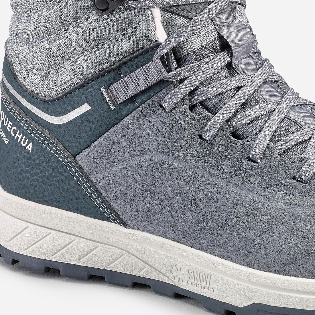 Kids Warm Waterproof Hiking Boots Sh100 Warm Leather Laces , Grey, , large image number 5