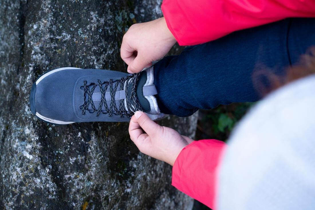 Kids Warm Waterproof Hiking Boots Sh100 Warm Leather Laces , Grey, , large image number 6