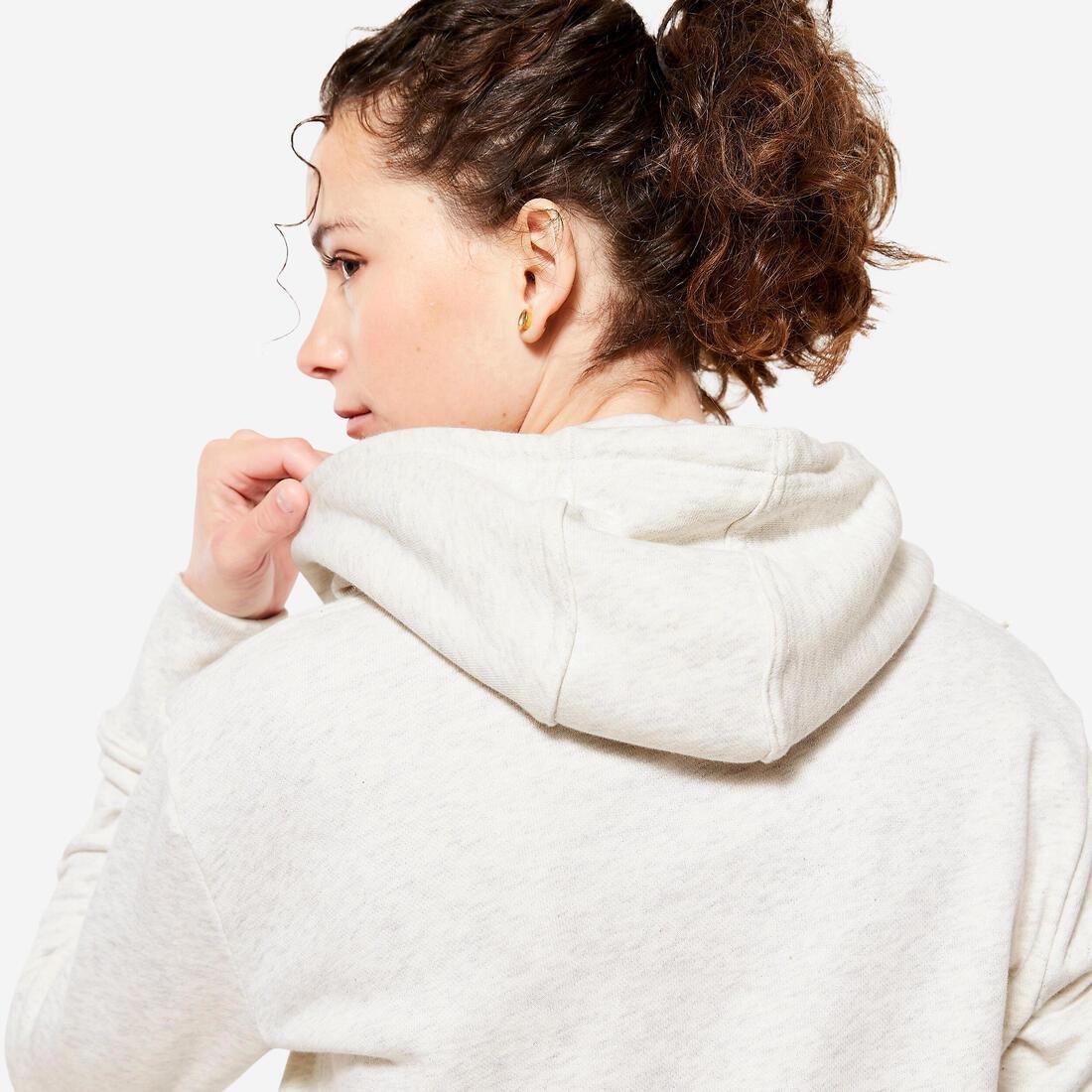 Women Fitness Hoodie - 500 Essentials, White, , large image number 11