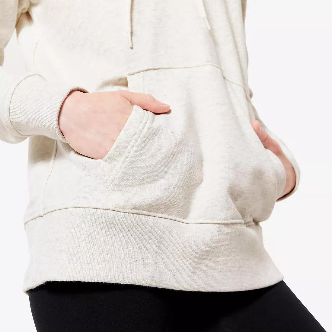 Women Fitness Hoodie - 500 Essentials, White, , large image number 13