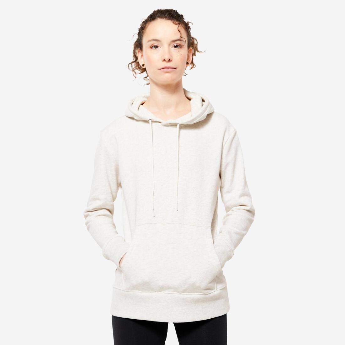 Women Fitness Hoodie - 500 Essentials, Brown, , large image number 1