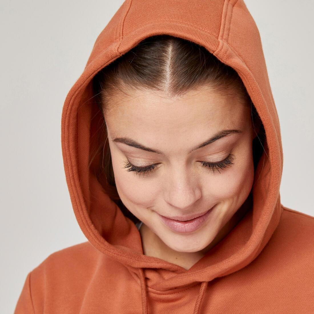 Women Fitness Hoodie - 500 Essentials, Brown, , large image number 7