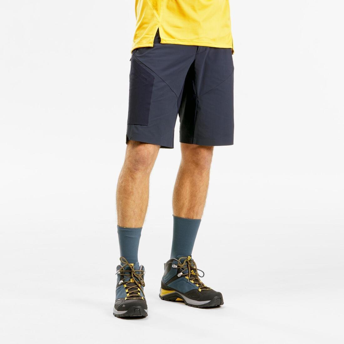 QUECHUA - Mens Long Walking Shorts, Dark Blue