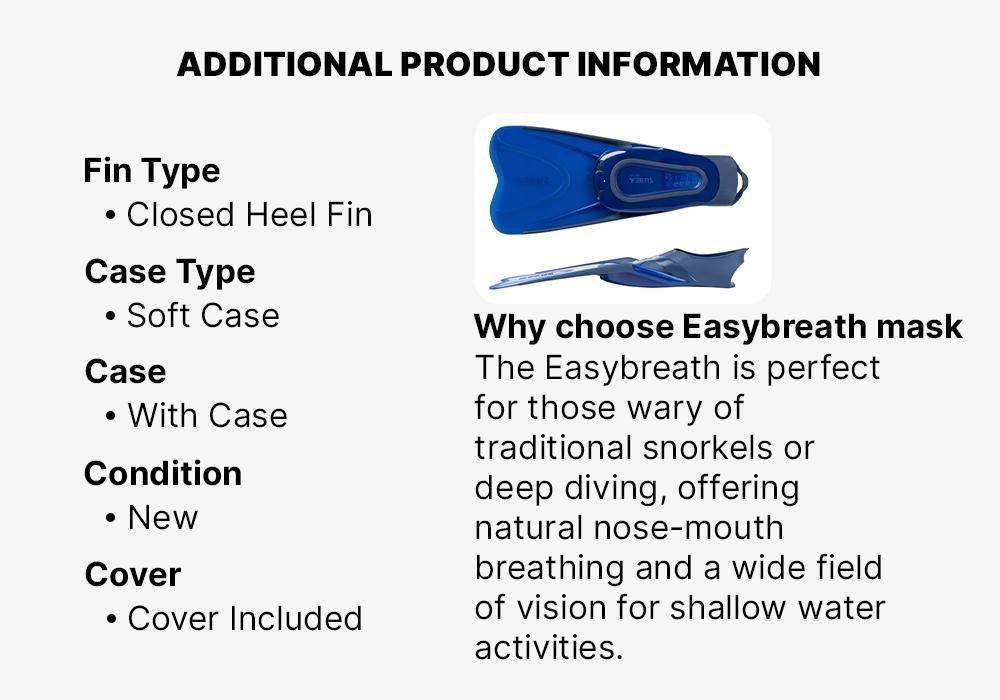 Snorkelling Kit Easybreath 500 Mask Fins, Blue, , large image number 16