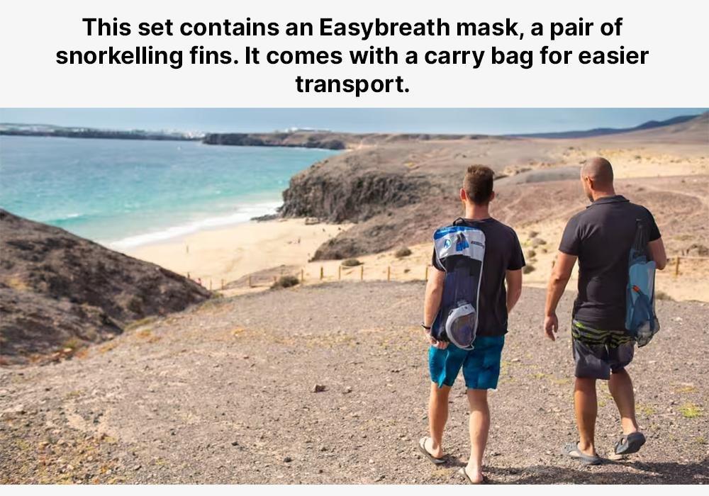 Snorkelling Kit Easybreath 500 Mask Fins, Blue, , large image number 19