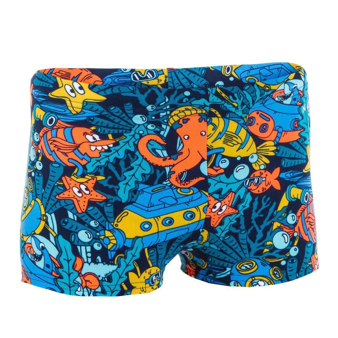 Kids Boys Fitib Swimming Boxer Shorts, Blue, No Color, large image number 1