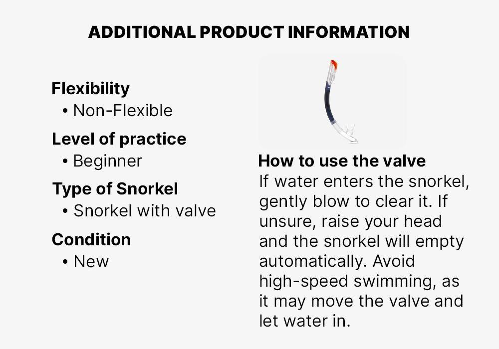 Dry Diving Snorkel With Drytop Valve System - 100 Dry Top, Blue, No Color, medium