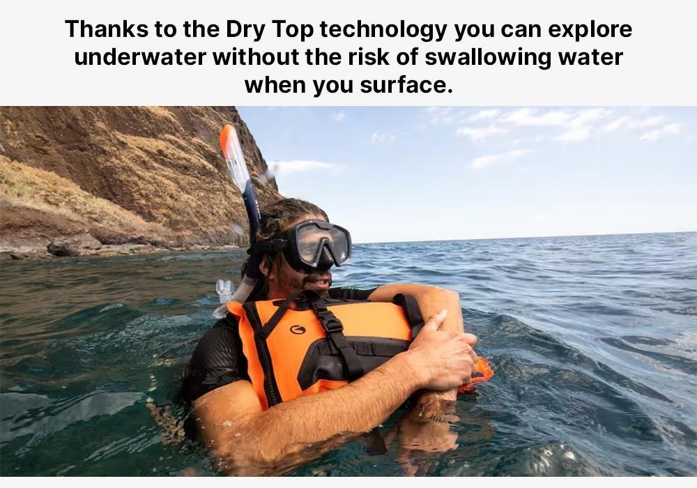 Dry Diving Snorkel With Drytop Valve System - 100 Dry Top, Blue, No Color, large image number 19