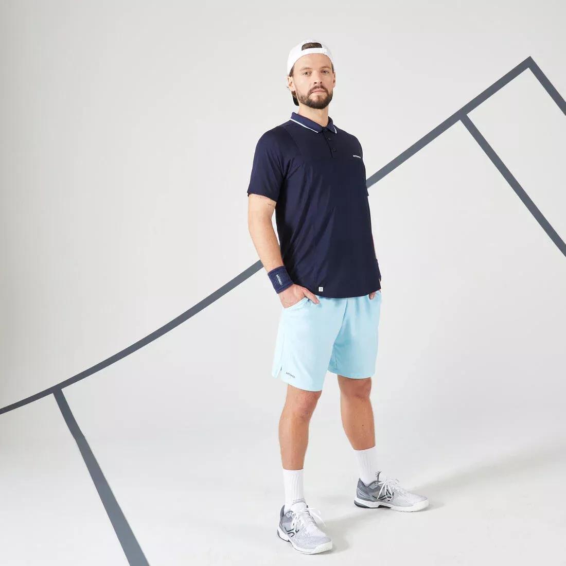 Men Tennis Short-Sleeved Polo Shirt, Blue, , large