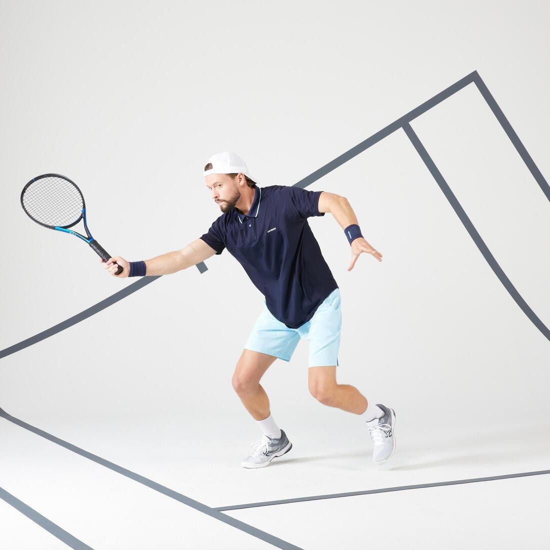 Men Tennis Short-Sleeved Polo Shirt, Blue, , large image number 1