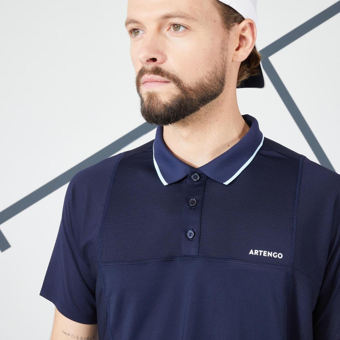 Men Tennis Short-Sleeved Polo Shirt, Blue, , large image number 3