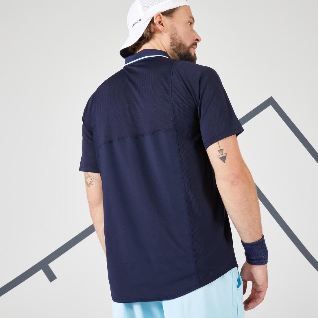 Men Tennis Short-Sleeved Polo Shirt, Blue, , large image number 4